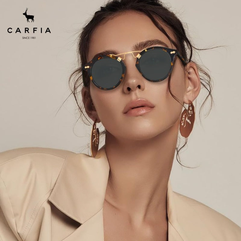 CARFIA Women's Small Face Retro Round Polarized Fashion Glasses - UV Protection 400nm