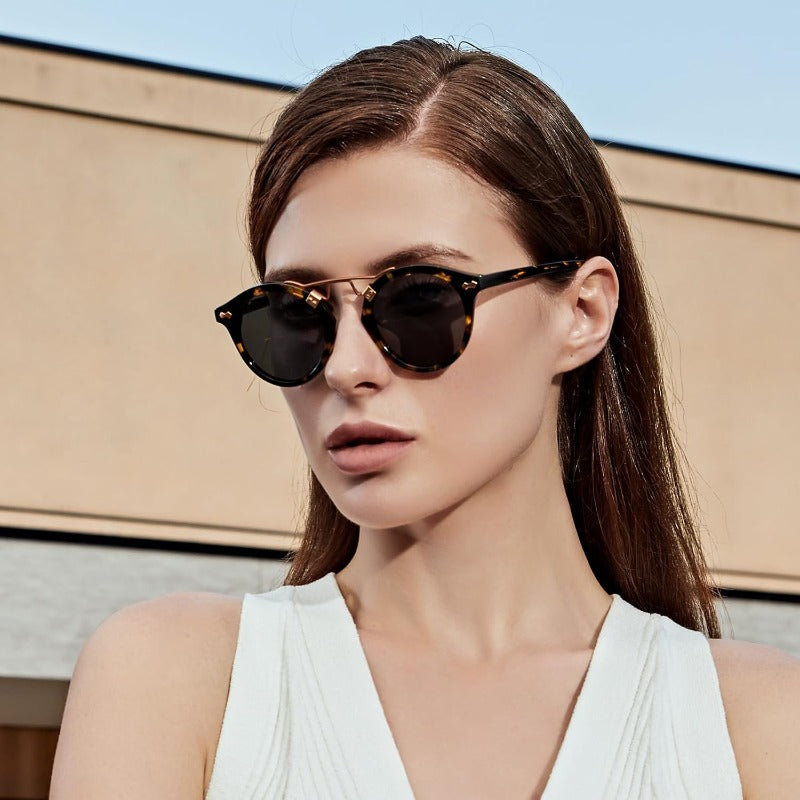 CARFIA Women's Small Face Retro Round Polarized Fashion Glasses - UV Protection 400nm