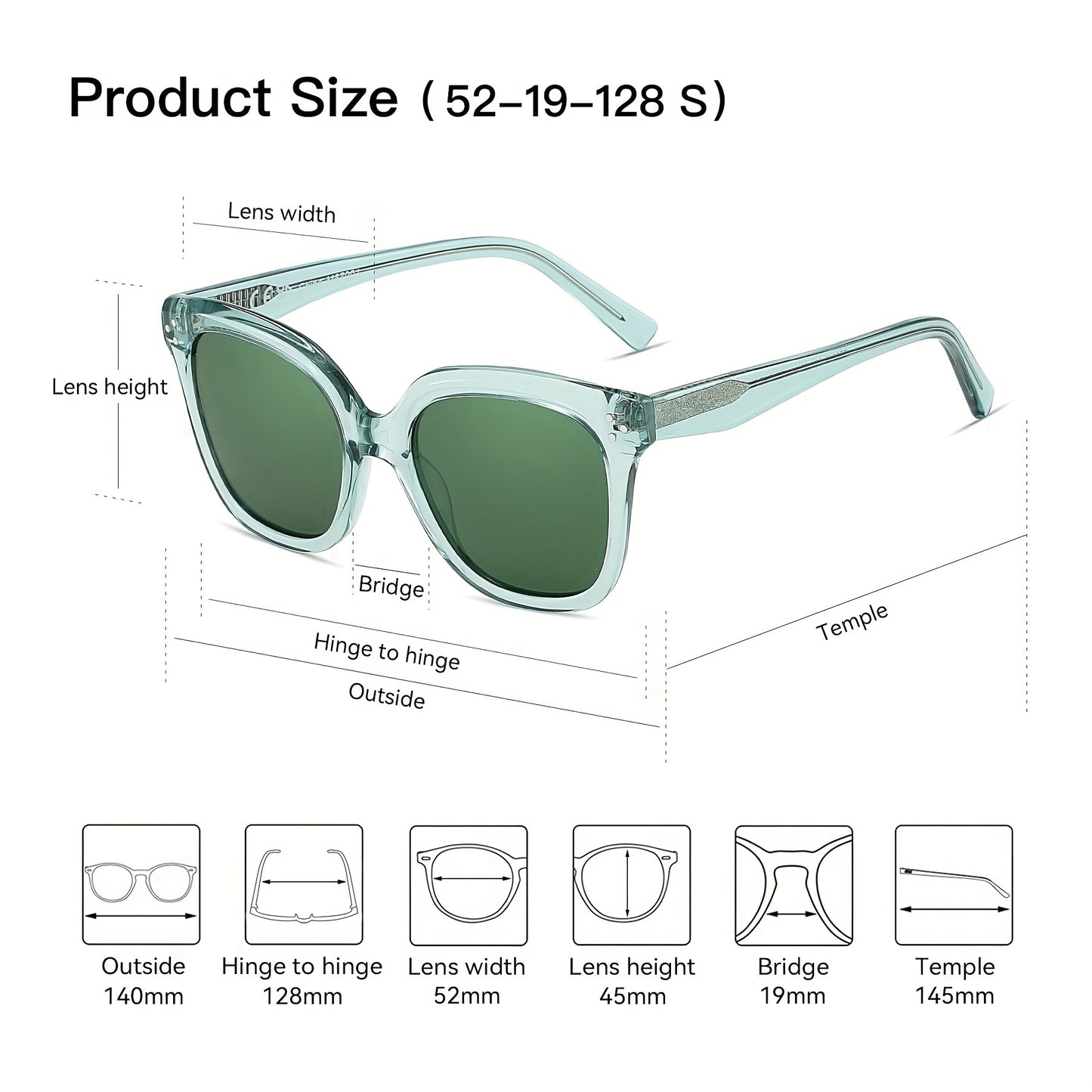 ZENOTTIC Polarized Glasses Women Trendy: Square Designer Acetate Glasses - Retro Shades For Vacation UV400 Protection