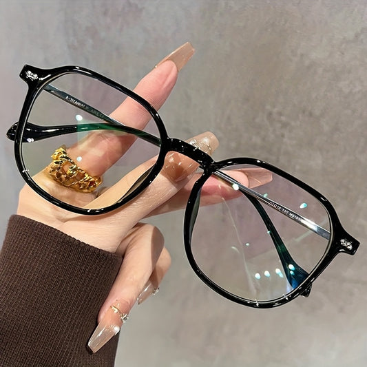 Women's Advanced Fiona Fang Square-Round Frame Fashion Glasses - Anti-Blue Light Non-Prescription Eyewear with Black & Green Accents
