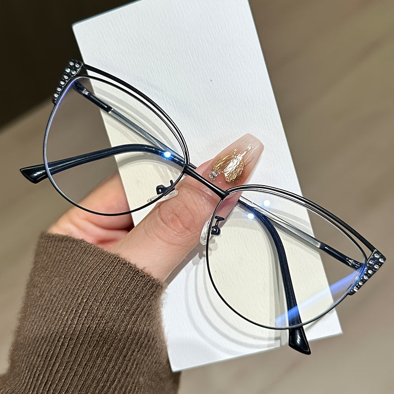 Women's Oversized Round\u002FHeart-Shaped Face Glasses - Large Oval Frame Non-Prescription Blue Blocking Glasses with Polarized