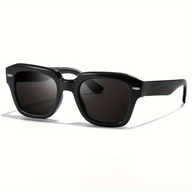 1pc Fashion Glasses for Women & Men - Large UV400 Protection, Stylish Black Frames with White Accents
