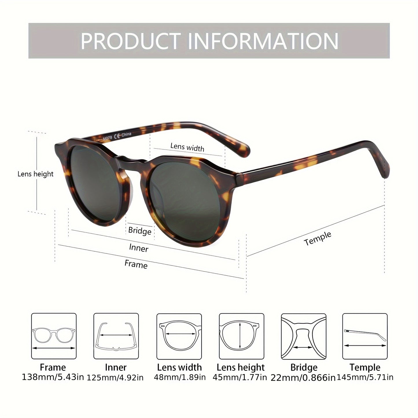 ZENOTTIC Vintage Round Polarized For Men Women UV400 Protection Shade