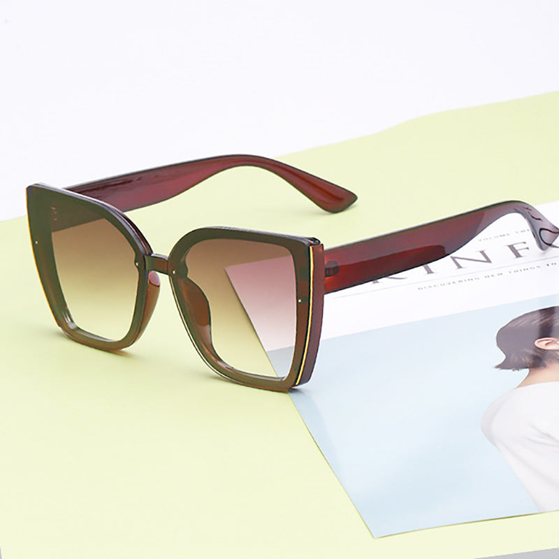 Stylish Large Frame Women'S Cat-Eye Fashion Glasses - Korean Style Oversized Cat-Eye Lenses