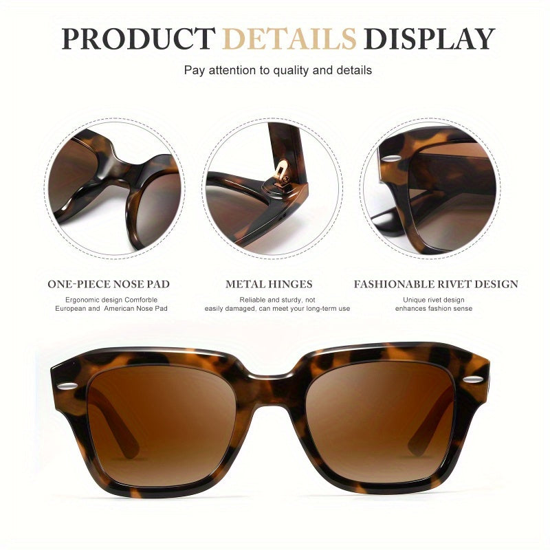 1pc Fashion Glasses for Women & Men - Large UV400 Protection, Stylish Black Frames with White Accents