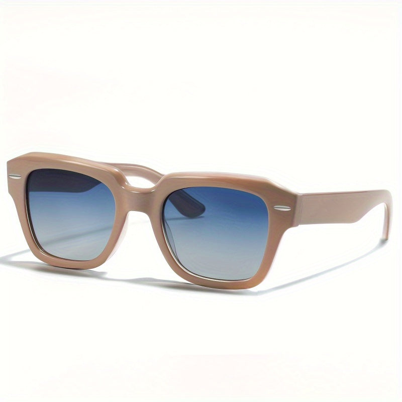 1pc Fashion Glasses for Women & Men - Large UV400 Protection, Stylish Black Frames with White Accents