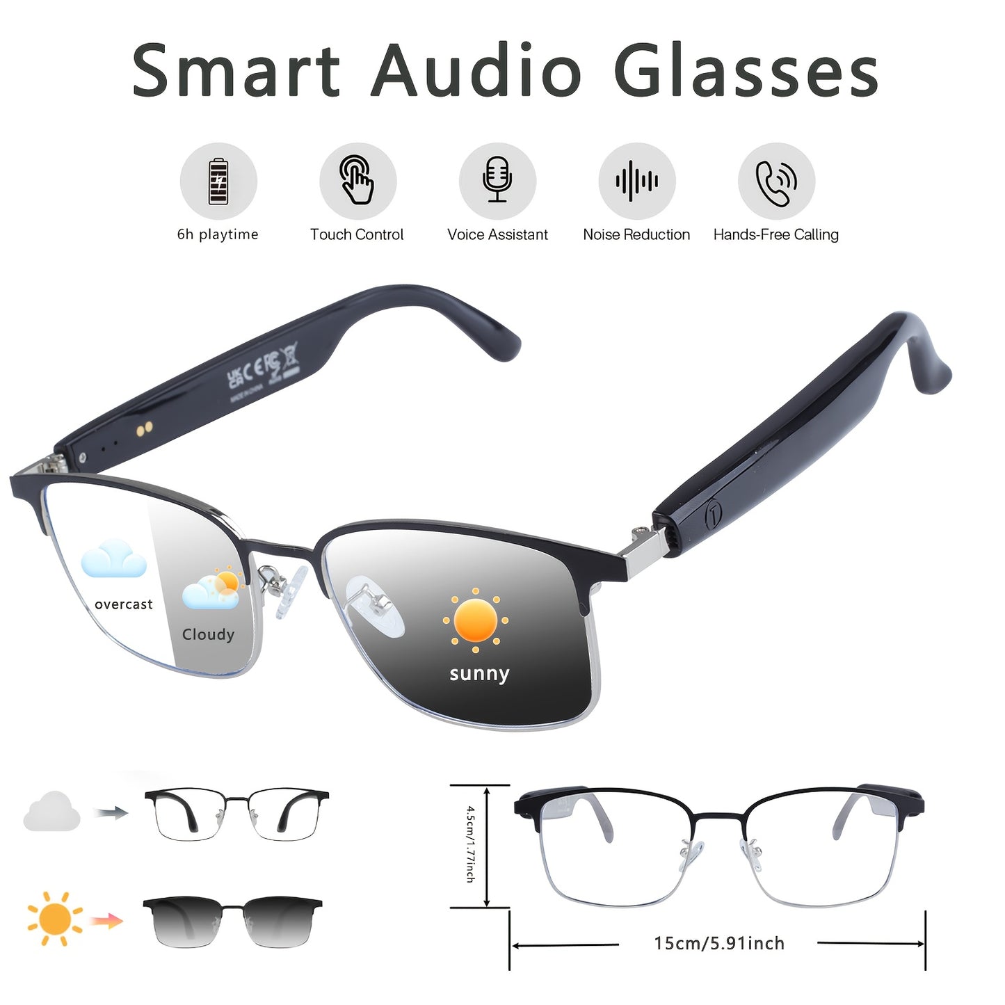 New Smart Glasses for 2024, Equipped with A Built-in Microphone And Speake