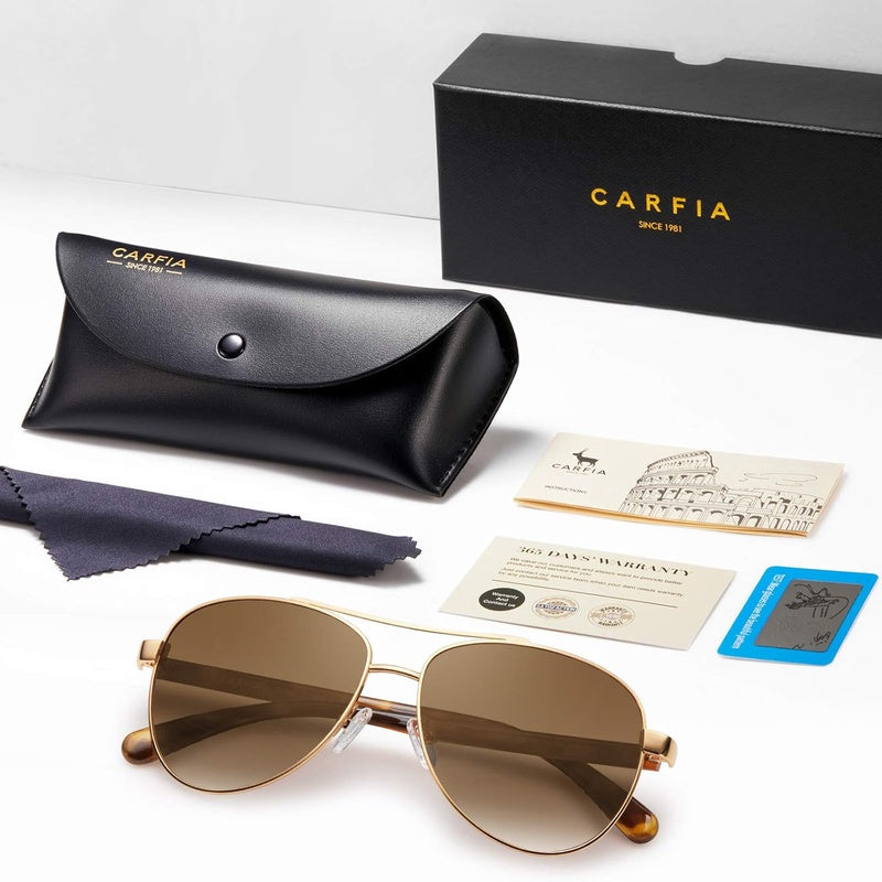 Polarized Fashion Glasses for Women with UV Protection, Acetate Arms & Metal Frame
