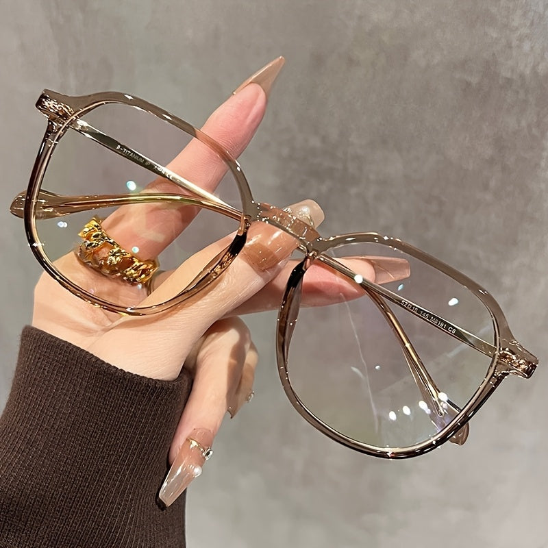 Women's Advanced Fiona Fang Square-Round Frame Fashion Glasses - Anti-Blue Light Non-Prescription Eyewear with Black & Green Accents