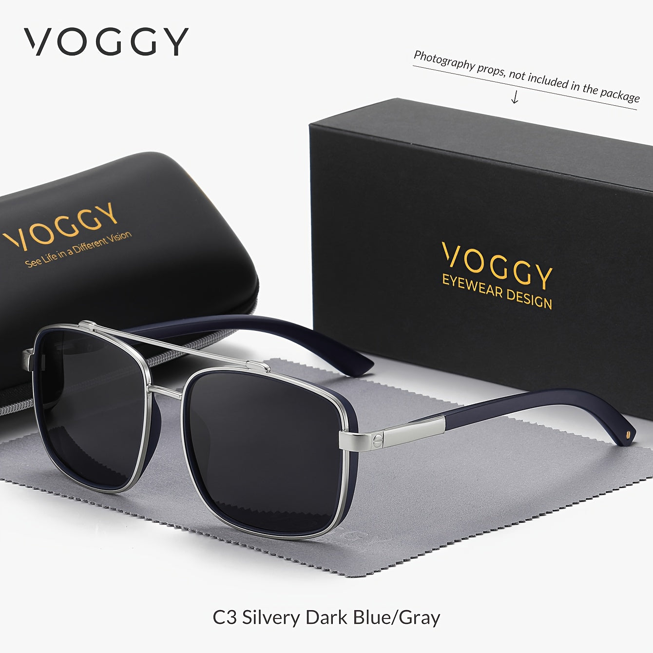 VOGGY Fashion Simple Retro Pilot Metal TR90 UV Protection Polarized Glasses