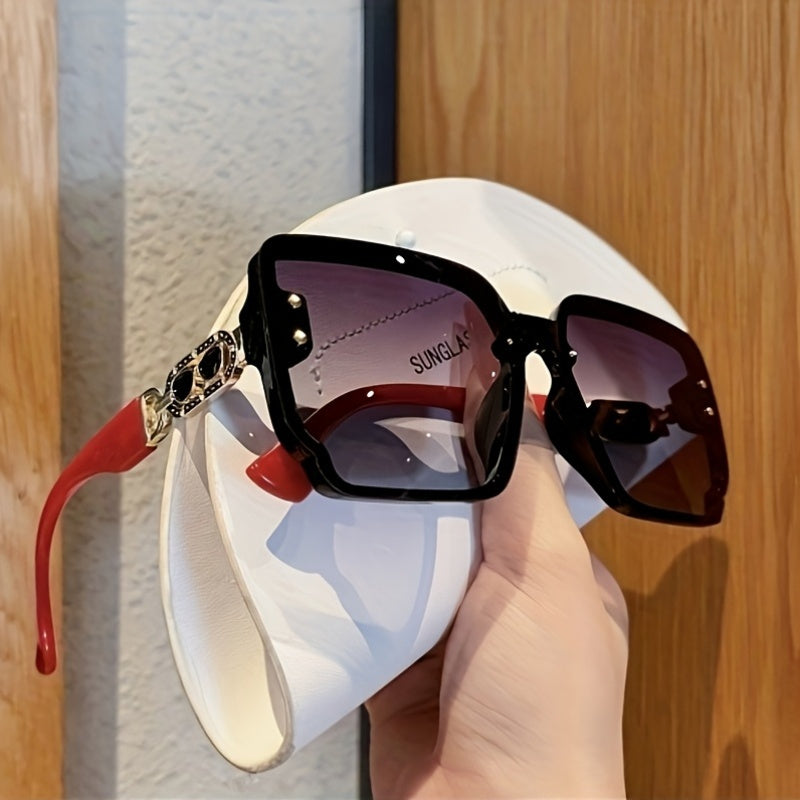 1 Pair Women's Oversized Square Shield Fashion Glasses - Gradient Color-Changing Lenses