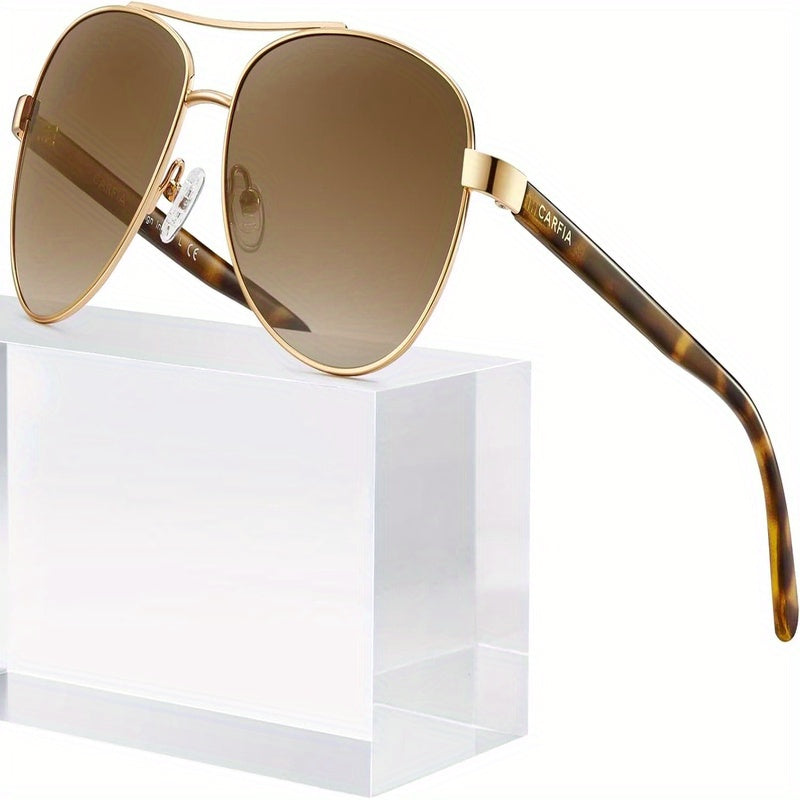 Polarized Fashion Glasses for Women with UV Protection, Acetate Arms & Metal Frame