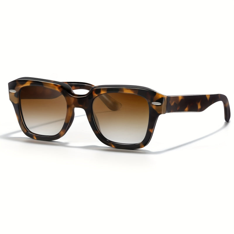 1pc Fashion Glasses for Women & Men - Large UV400 Protection, Stylish Black Frames with White Accents