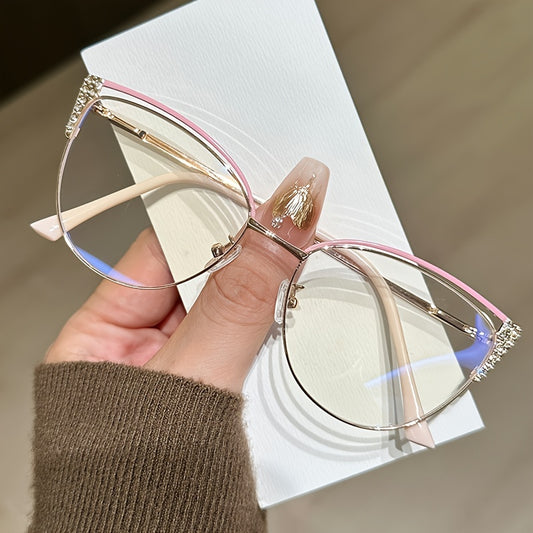 Women's Oversized Round\u002FHeart-Shaped Face Glasses - Large Oval Frame Non-Prescription Blue Blocking Glasses with Polarized