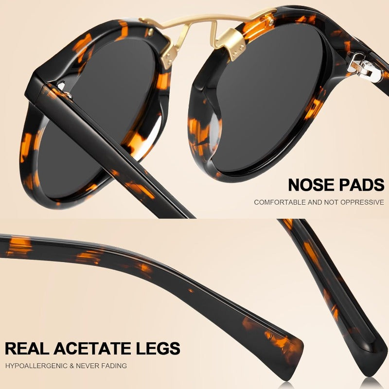 CARFIA Women's Small Face Retro Round Polarized Fashion Glasses - UV Protection 400nm